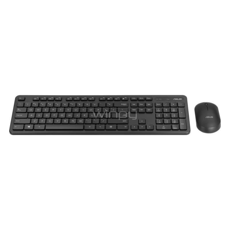 Kit Teclado + Mouse Inalámbrico Asus CW100 (Dongle USB, Español, Negro)
