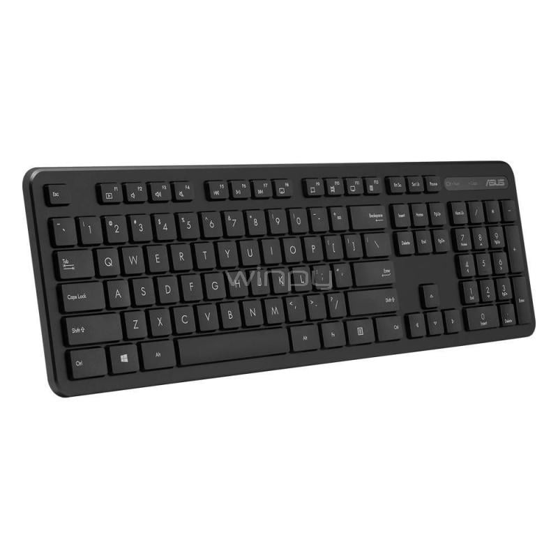 Kit Teclado + Mouse Inalámbrico Asus CW100 (Dongle USB, Español, Negro)