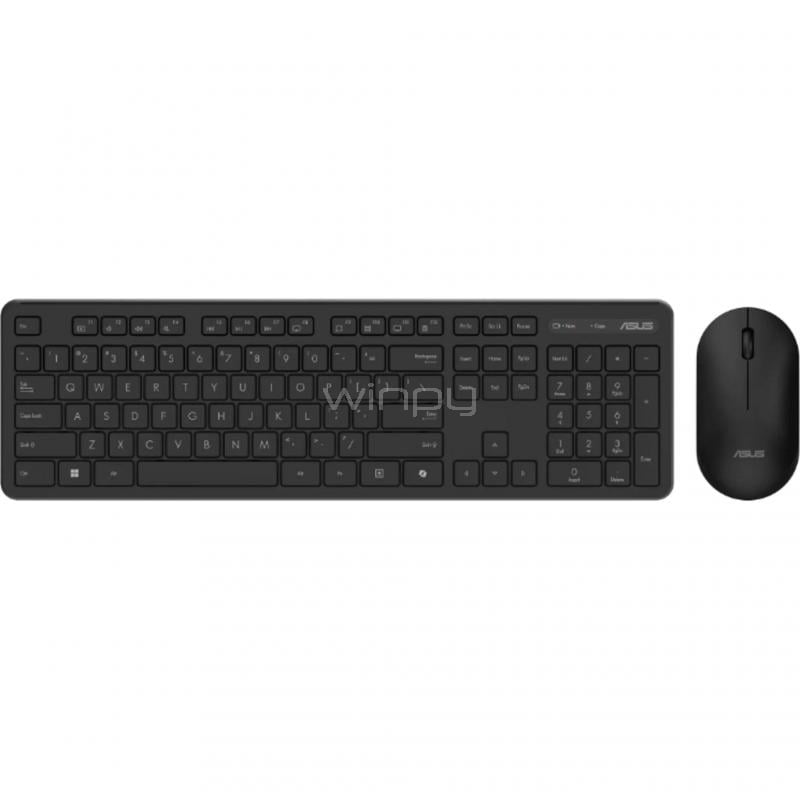 Kit Teclado + Mouse Inalámbrico Asus CW100 (Dongle USB, Español, Negro)