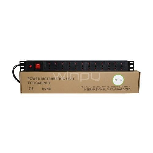 PDU Exelink de 10A (1U, 250V, 12 salidas Italiano)