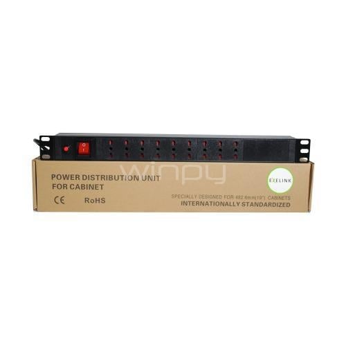 PDU Exelink de 10A (1U, 250V, 9 salidas Italiano, Cable 3M)