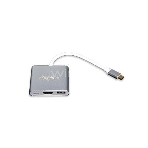 Adaptador Multipuertos Exelink de USB C a HDMI/USB 3.0 (4K, Aluminio)