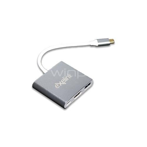 Adaptador Multipuertos Exelink de USB C a HDMI/USB 3.0 (4K, Aluminio)