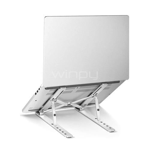 Soporte plegable para Notebooks Exelink (hasta 15kg, Aluminio/Acero, Gris)