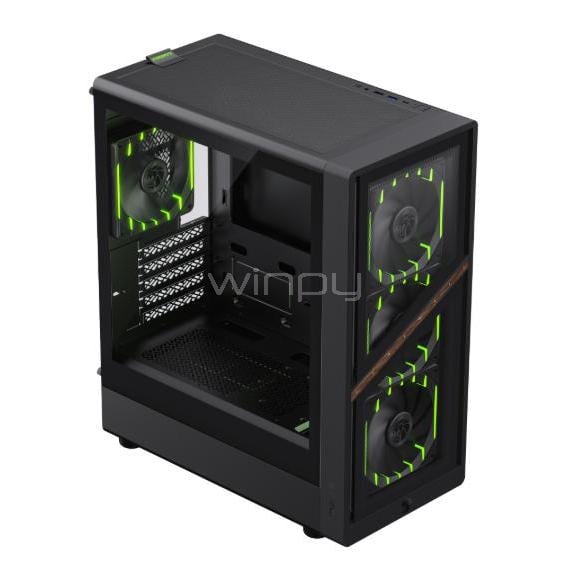 Gabinete Gamer GameMax Aeris 330 Black (Micro-ATX, Vidrio Templado, 4 Ventiladores ARGB)