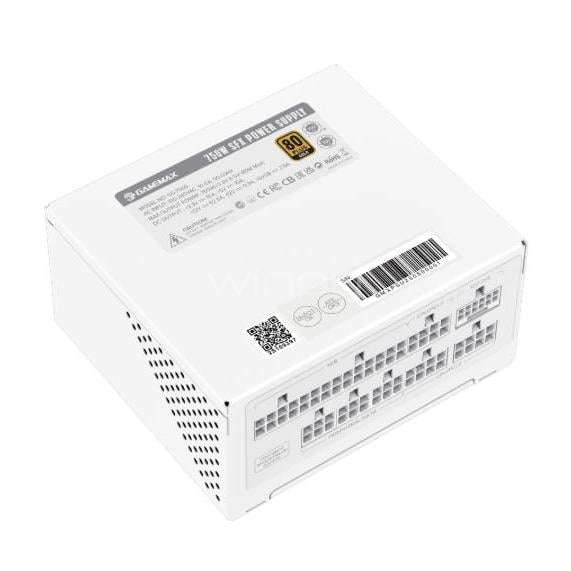 Fuente de Poder GameMax de 750 Watts (Certificada 80+ Gold, SFX Modular, Blanca)