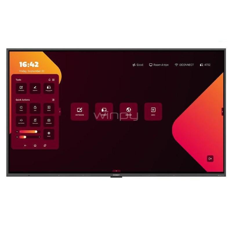 Pantalla Interactiva i3-Technologies i3CONNECT ELM 2 de 65” (LCD, DP+HDMI+VGA, Wi-Fi, Android 14)
