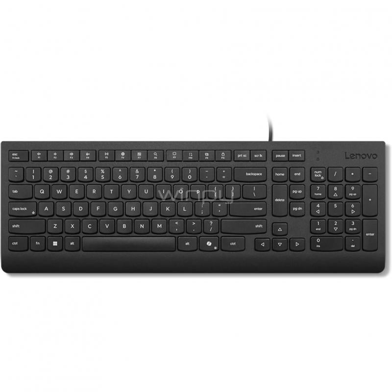 Teclado Lenovo Essential Wired (Tecla Copilot, USB, Negro)