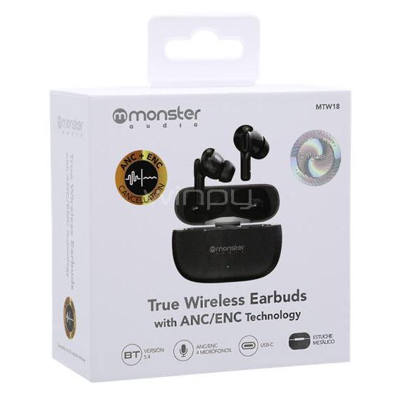 Auriculares Inalámbricos Monster True TW18 (Bluetooth, ANC/ENC, Metal Grey)