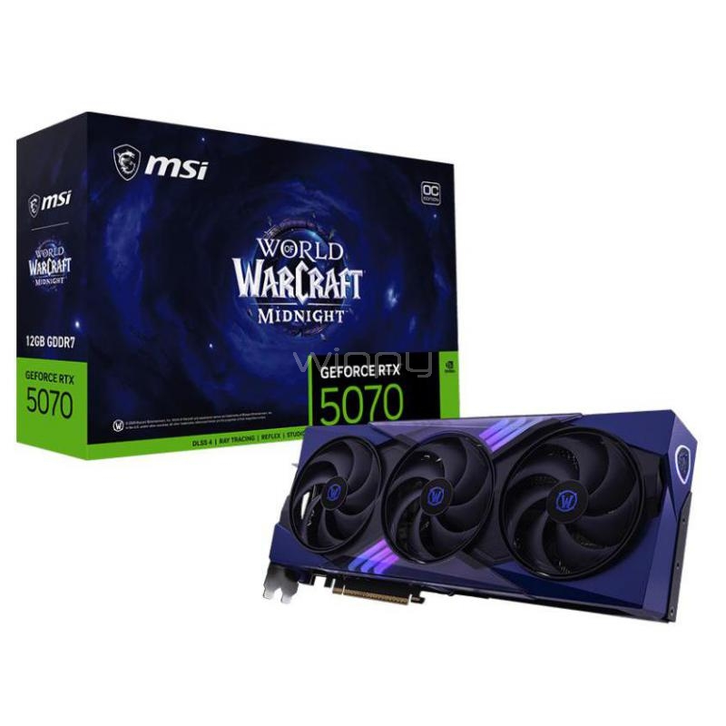 Tarjeta gráfica MSI GeForce RTX 5070 WoW Midnight Void Edition OC de 12GB GDDR7