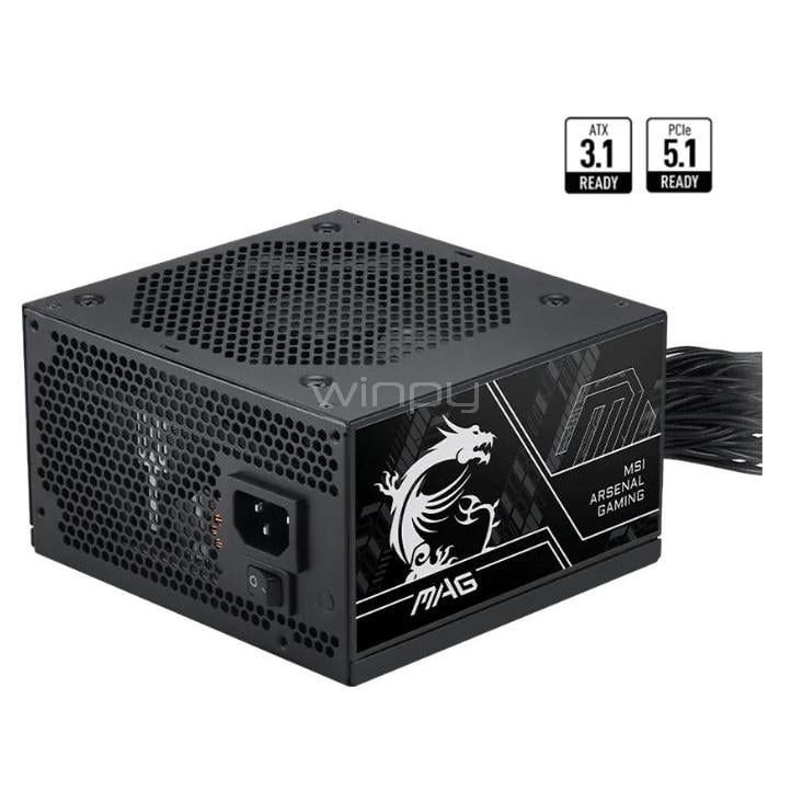 Fuente de Poder MSI MAG A650BN PCIE5 III de 650W (Certificada 80+ Bronce, ATX)