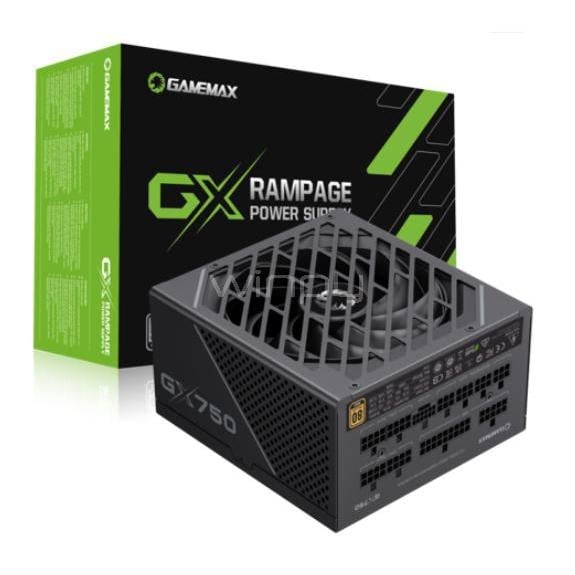 Fuente de Poder GameMax GX-750 Rampage de 750W (Certificado 80+ Gold, Full Modular, ATX)