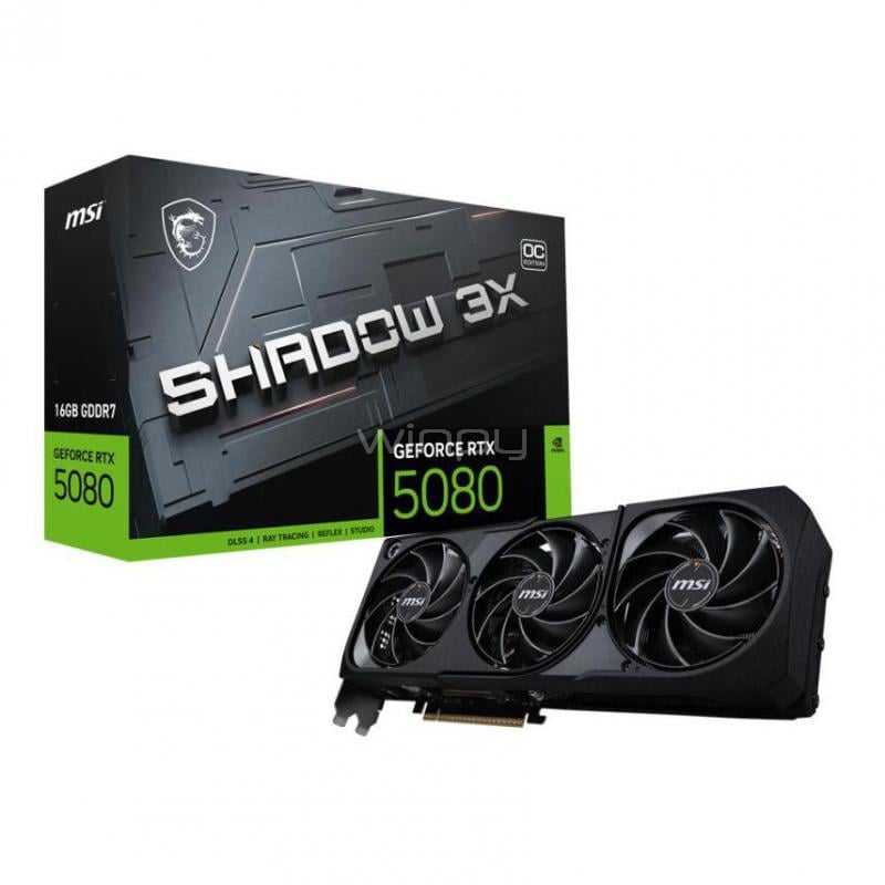Tarjeta gráfica MSI GeForce RTX 5080 SHADOW 3X OC de 16GB GDDR7