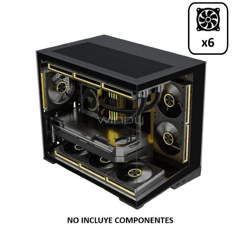 Gabinete EsGaming ZERO (Micro ATX, Vidrio Templado, 6 Ventiladores ARGB, Negro)