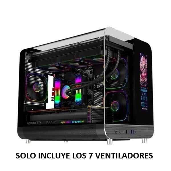 Gabinete Gamer EsGaming XPH BLACK (Micro ATX, Vidrio Templado, 7 Ventiladores ARGB, Negro)