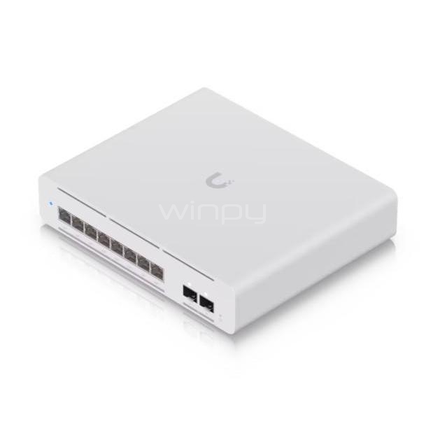 Switch Ubiquiti UniFi Pro XG 8 PoE de 8 Puertos (SFP+, L3, Etherlighting, 200 Gbps, PoE++, 155W)