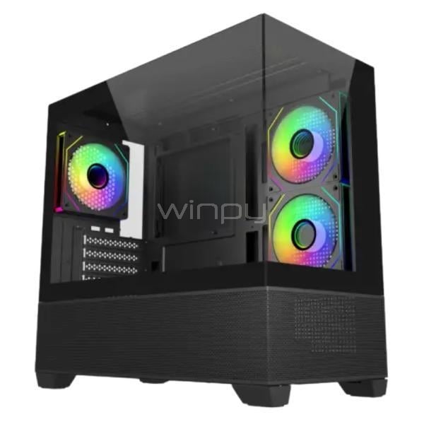 Gabinete Cooler Master Elite 490 (Micro ATX, Vidrio Templado, 3 Ventiladores ARGB, Negro)