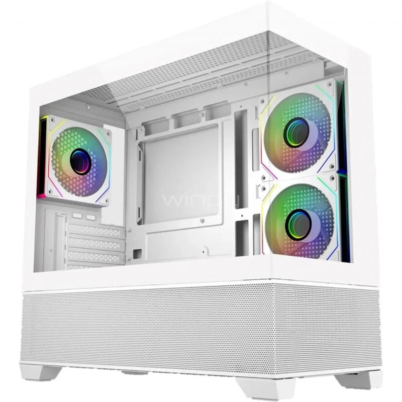 Gabinete Cooler Master Elite 490 (Micro ATX, Vidrio Templado, 3 Ventiladores ARGB, Blanco)
