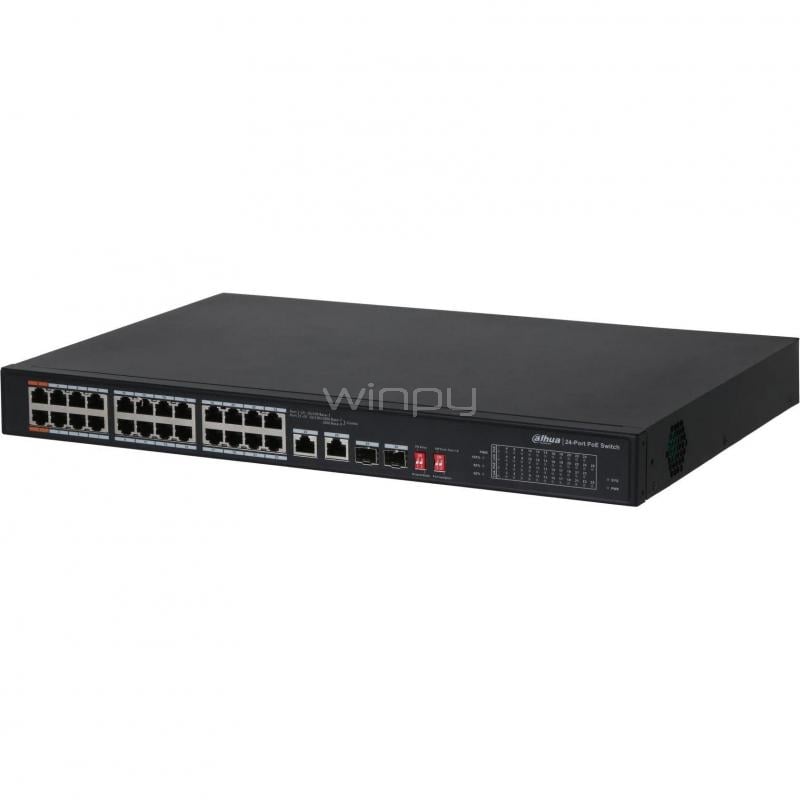 Switch Dahua DH-PFS3226-24ET-240 de 26 Puertos (No Gestionado, SFP, 8.8 Gbps, PoE, 240W)