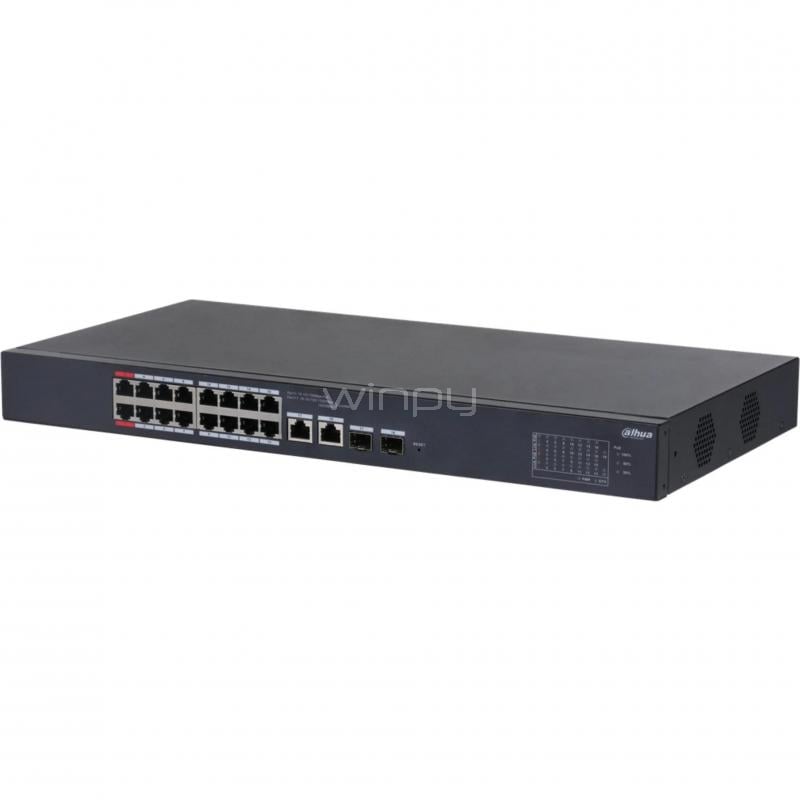 Switch Dahua DH-CS4218-16ET-190 de 18 Puertos (Gestionado, SFP, 7.2 Gbps, PoE, 190W)