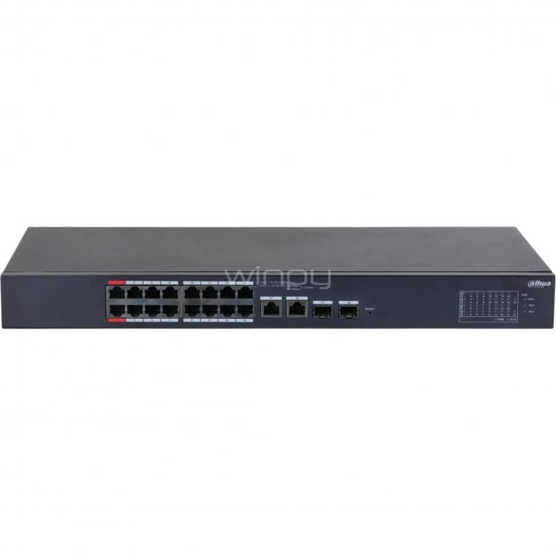 Switch Dahua DH-CS4218-16ET-190 de 18 Puertos (Gestionado, SFP, 7.2 Gbps, PoE, 190W)
