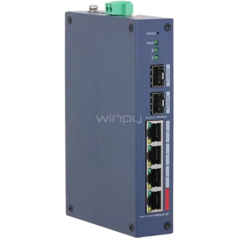 Switch Dahua DH-CHS4206-4ET-90 de 6 Puertos (Gestionado en la Nube, 4 Puertos PoE, SFP, 90W)