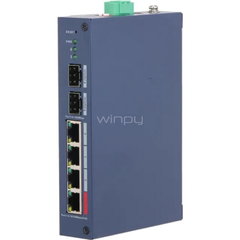 Switch Dahua DH-CHS4206-4ET-90 de 6 Puertos (Gestionado en la Nube, 4 Puertos PoE, SFP, 90W)