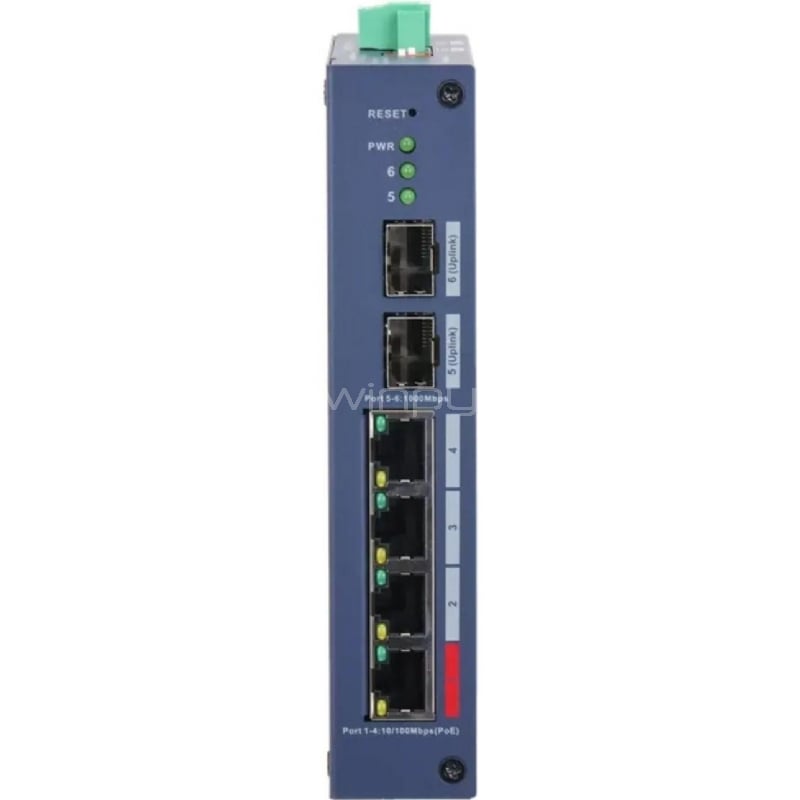 Switch Dahua DH-CHS4206-4ET-90 de 6 Puertos (Gestionado en la Nube, 4 Puertos PoE, SFP, 90W)
