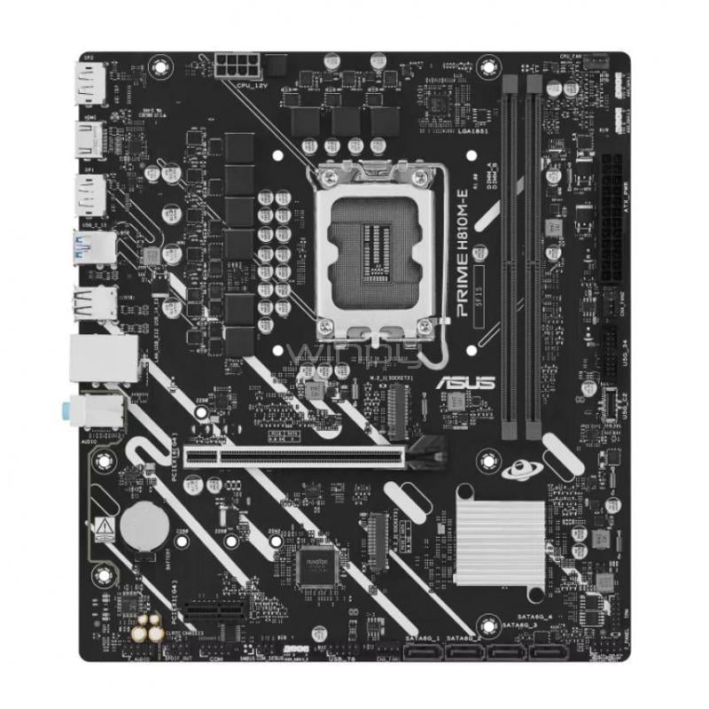 Placa Madre ASUS PRIME H810M-E (LGA1851, DDR5 7200Mhz, x2, M.2 x2, Micro ATX)