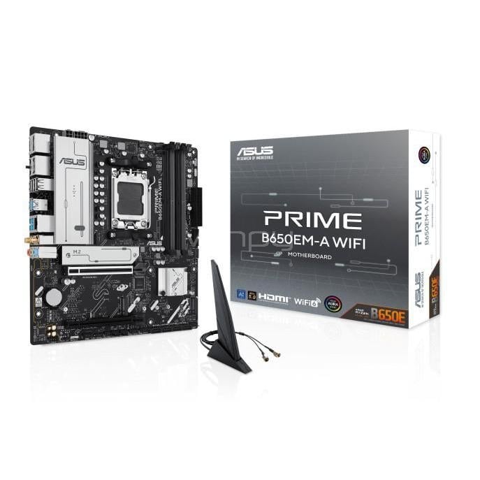 Placa Madre ASUS PRIME B650EM-A WIFI (AM5, DDR5 8000MHz, M.2 x3, MicroATX)