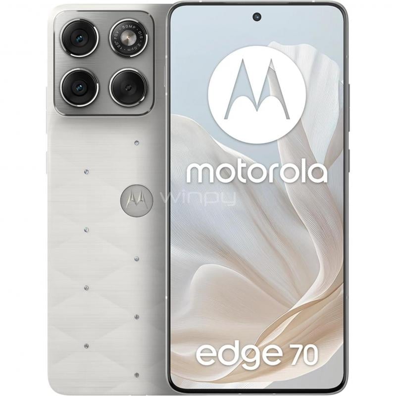 Celular Motorola Edge 70 de 6.7” (Snapdragon 7 Gen 4, 12GB RAM, 512GB Internos, Blanco)