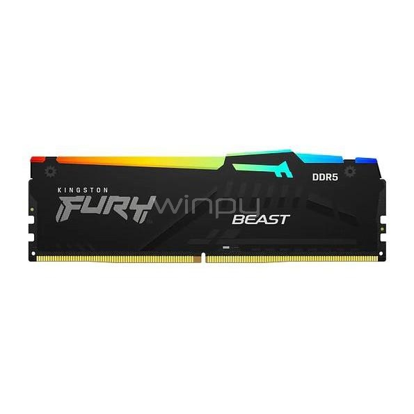 Memoria RAM Kingston Fury Beast RGB de 32GB (DDR5, 6400MHz, CL32, DIMM)