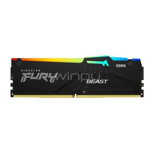 Memoria RAM Kingston Fury Beast RGB de 32GB (DDR5, 5600MHz, CL36, DIMM)