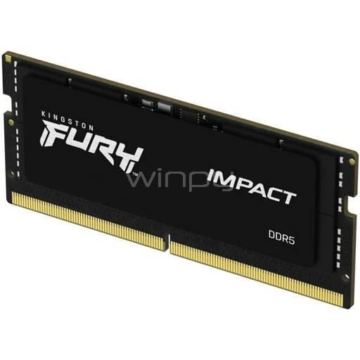 Memoria RAM Kingston Fury Impact de 16GB (DDR5, 6400MHz, CL38, SODIMM)