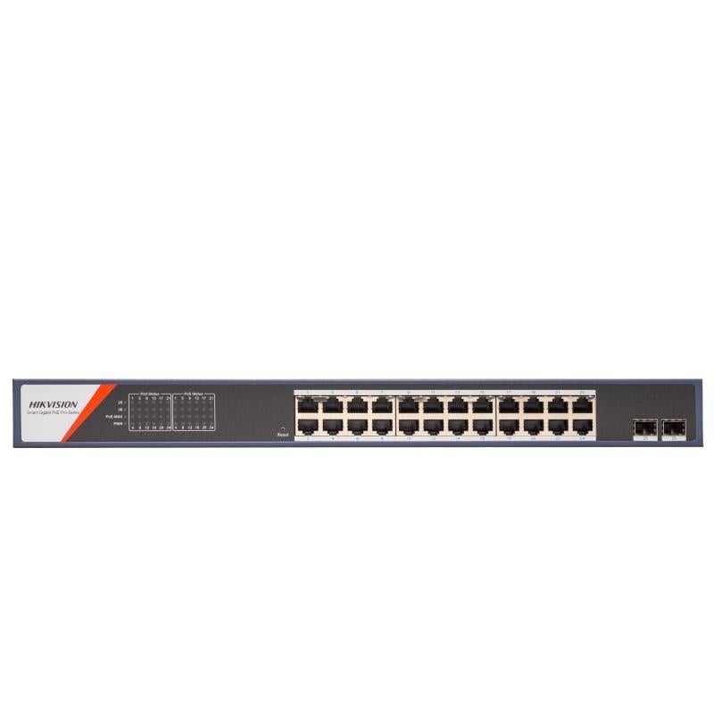 Switch Hikvision Smart PoE DS-3E1526P-SI-24P2F de 24 Puertos (Gestionable, Gigabit, 56 Gbps, 370W)