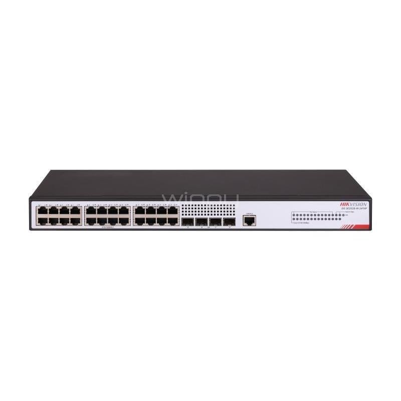 Switch Hikvision Smart DS-3E2528-HI-24T4F de 24 Puertos (Gestionable, Gigabit, 56Gbps, 21W)