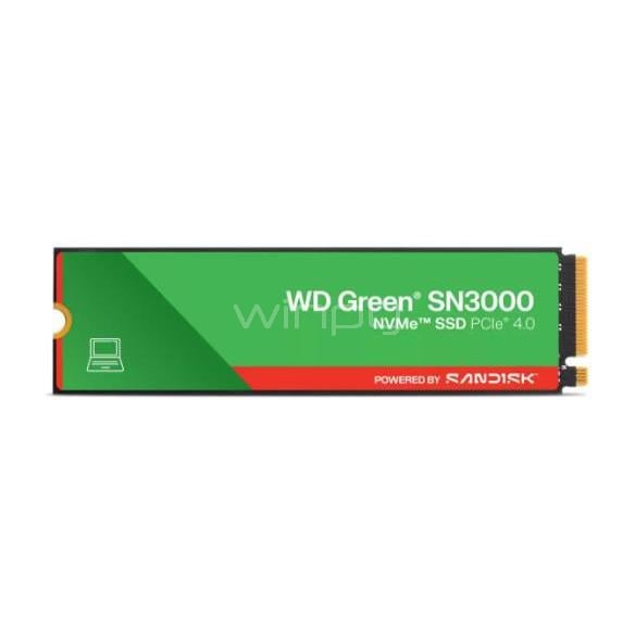 Unidad SSD Western Digital Green SN3000 de 2TB (NVMe 4.0, M.2 2280, Hasta 5.000MB/s)