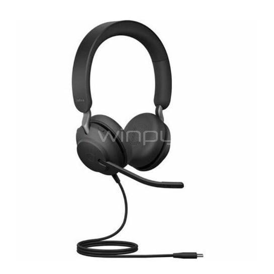 Audífonos Jabra Evolve2 40 SE MS Stereo (USB-C, 40mm, Busylight, Negro)