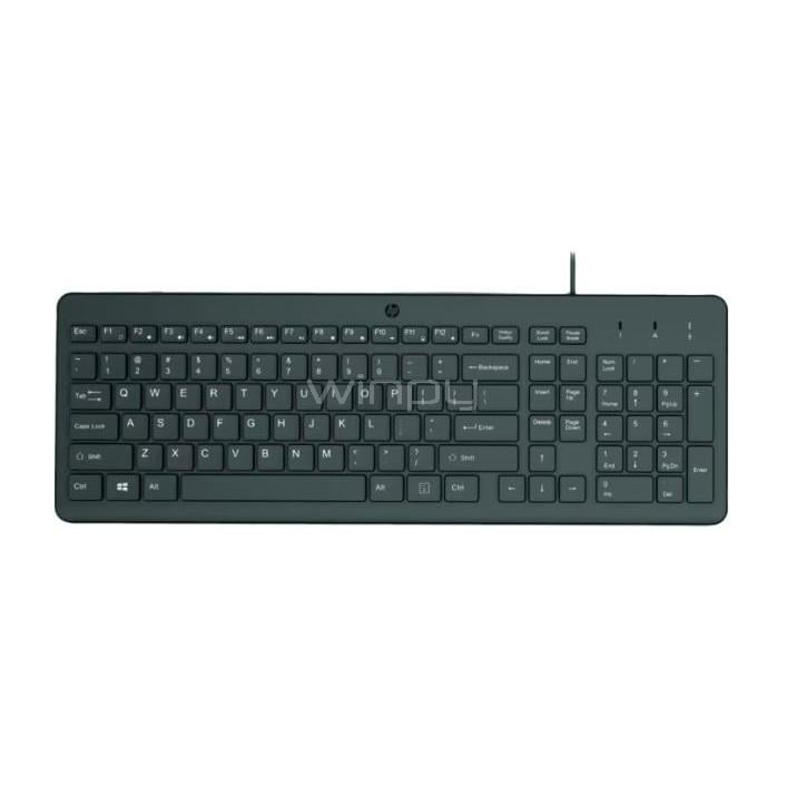 Teclado Alámbrico HP 150 (USB, Negro)