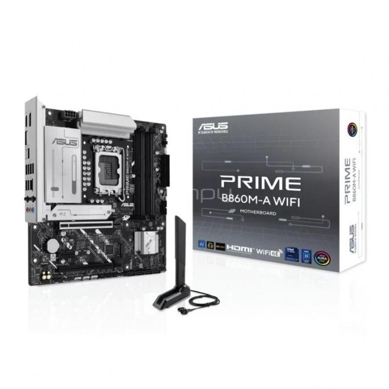 Placa Madre ASUS PRIME B860M-A WIFI (LGA1851, DDR5 x4, M.2 x2, Micro-ATX)