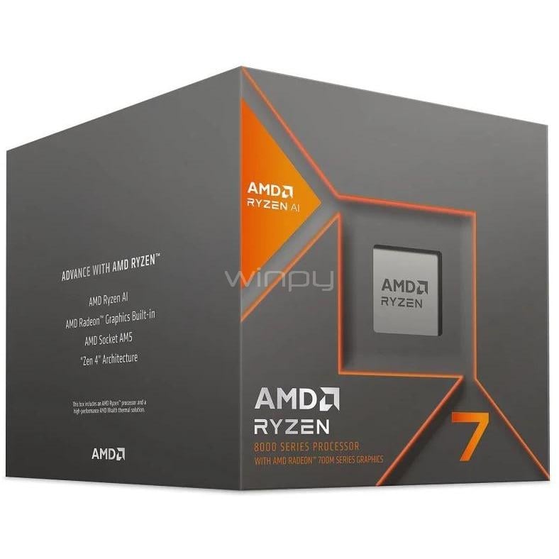 Procesador AMD Ryzen 7 8700G (AM5, 8 Cores, 16 Hilos, 4.2/5.1GHz, 16MB de Caché L3)