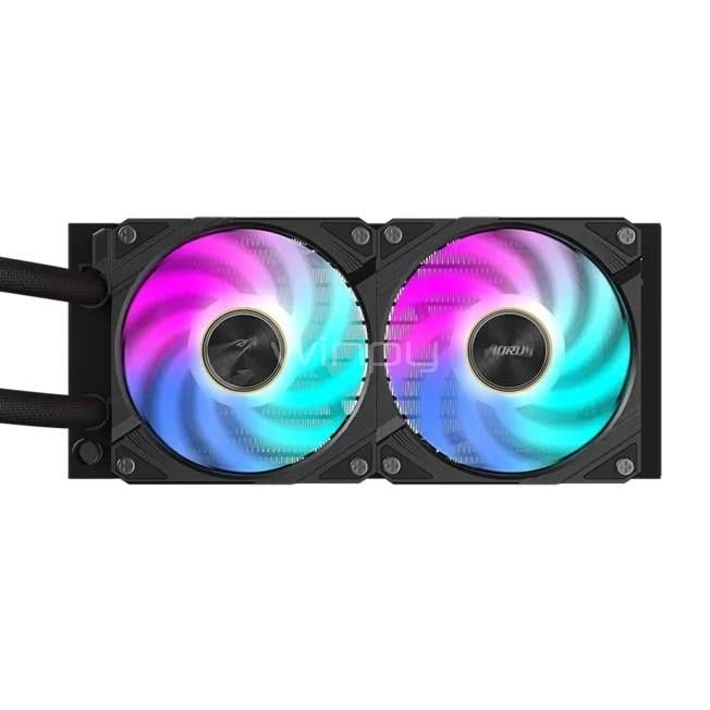 Refrigeración Líquida Gigabyte AORUS WATERFORCE X II 240 (LGA1851/AM5, 120mm x2 ARGB, 2400rpm, Negro)