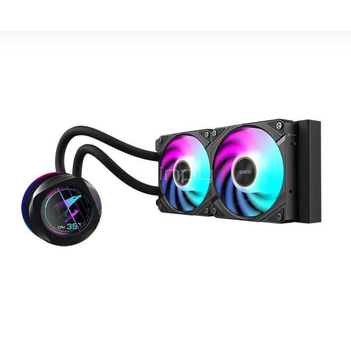 Refrigeración Líquida Gigabyte AORUS WATERFORCE X II 240 (LGA1851/AM5, 120mm x2 ARGB, 2400rpm, Negro)