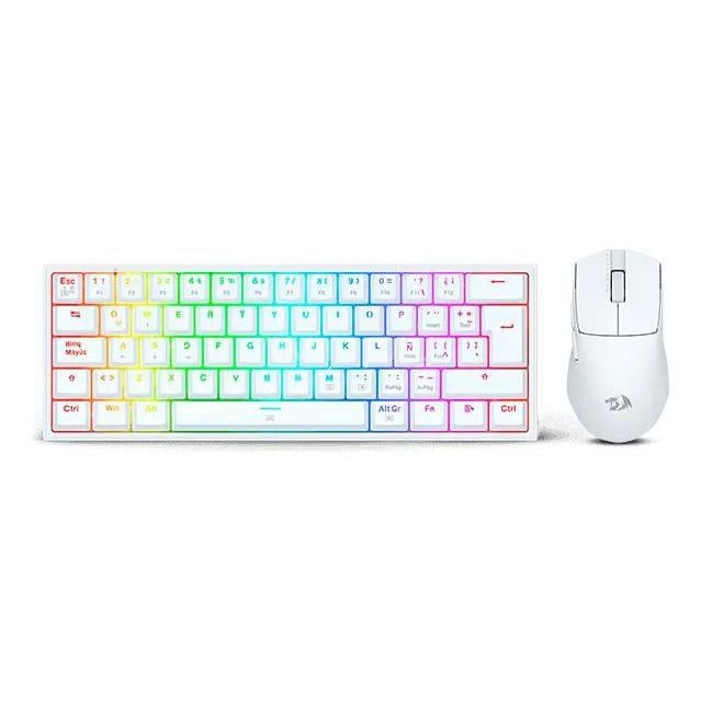 Kit Teclado Mecánico + Mouse Redragon S143W (Alámbrico, USB 2.0, Blanco)