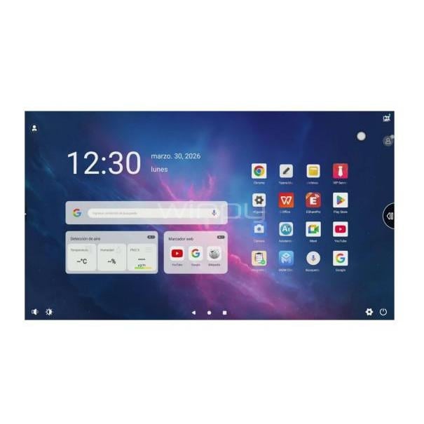 Pizarra Interactiva HCTek L06 Series de 75” (UHD, Android 15, 8GB RAM, 128GB ROM, HDMI/Wi-Fi/USB)