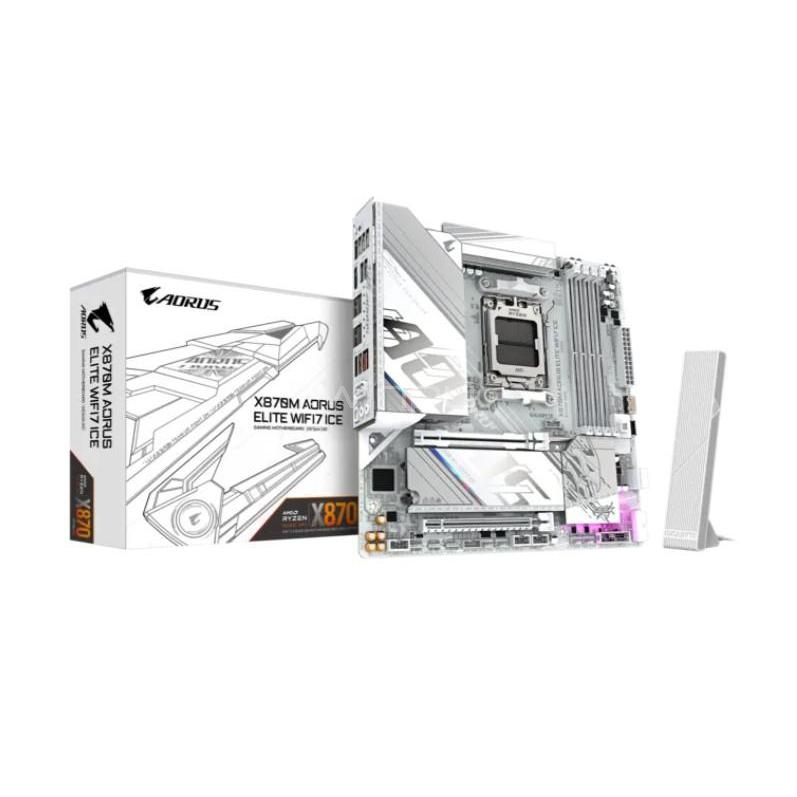 Placa Madre Gigabyte X870M AORUS ELITE WIFI7 ICE (AM5, DDR5 x4, M.2 x2, Micro ATX)