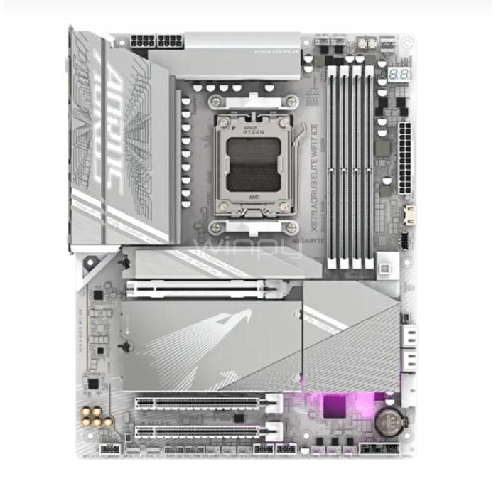 Placa Madre Gigabyte X870 AORUS ELITE WIFI7 ICE (AM5, DDR5 x4, M.2 x4, ATX)