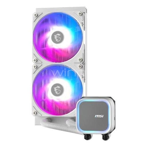 Refrigeración Líquida MSI MAG CoreLiquid A13 240 White (LGA1851/AM5, 120mm x2 ARGB, 2000rpm, Blanco)
