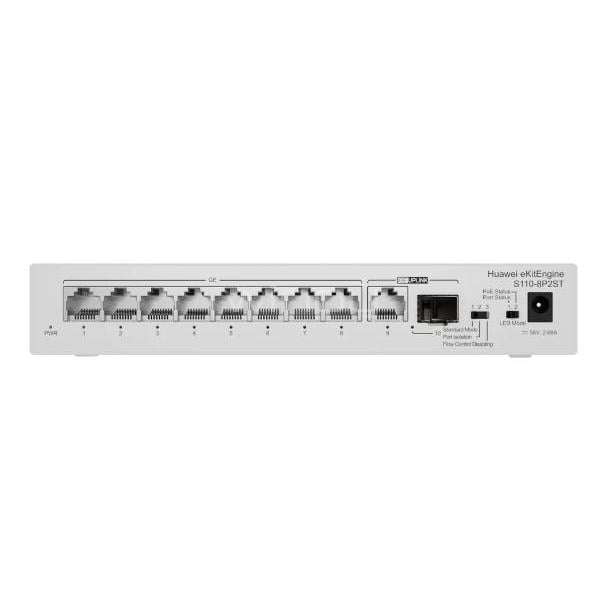 Switch Huawei eKit S110-8P2ST de 9 Puertos (PoE+, 1GE SFP, 20 Gbps, 155W)