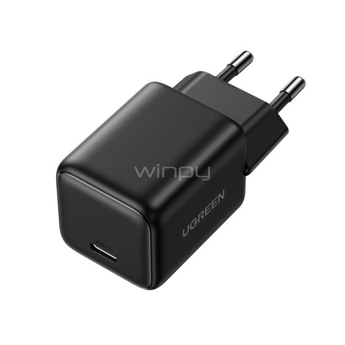 Cargador Rápido UGREEN GaN de 20W (USB-C, Negro)
